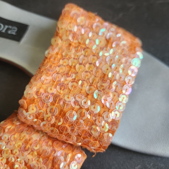 ADORA Orange and Gray Mules with Sequined Band - Picture 2 of 4